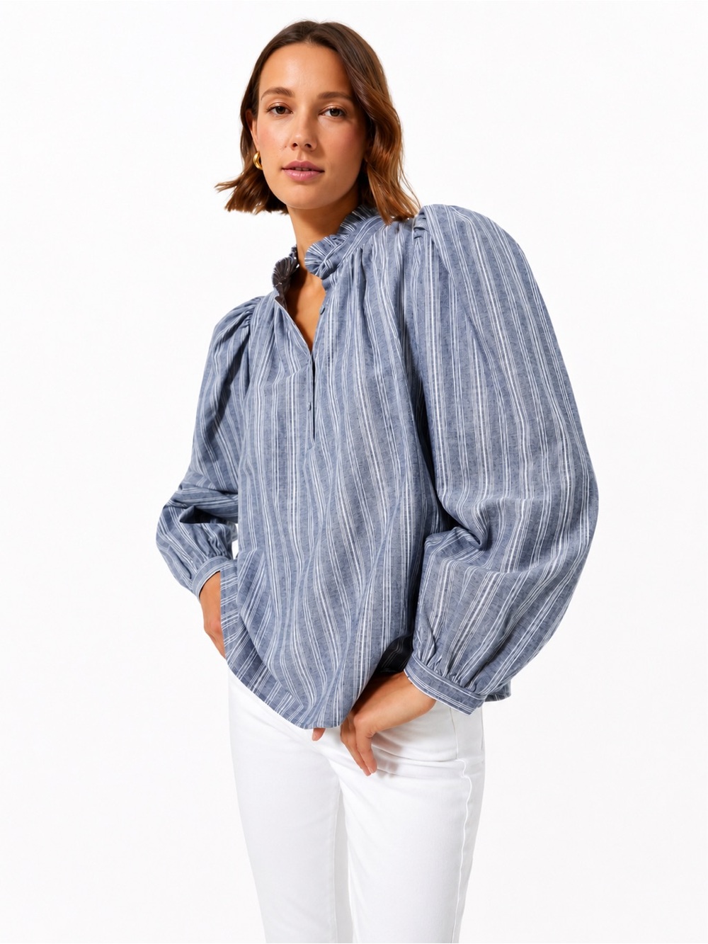 Tuckernuck Pomander Place Cosette Striped Blouse Fall Preppy Womens M